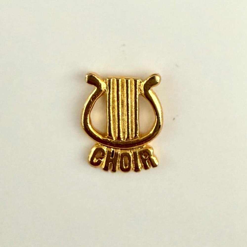 Gold Choir Lapel Pin Badge Tie Tack Music Chorus Hat Pin Accessory